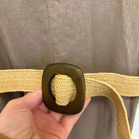 Adyson Parker Women's Linen Blend Tiered Ruffle Pockets Midi Dress Brown Size M - Picture 2 of 9